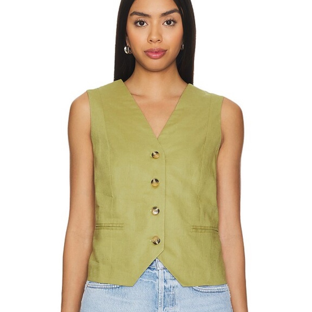 RIXO Norah Vest in Khaki